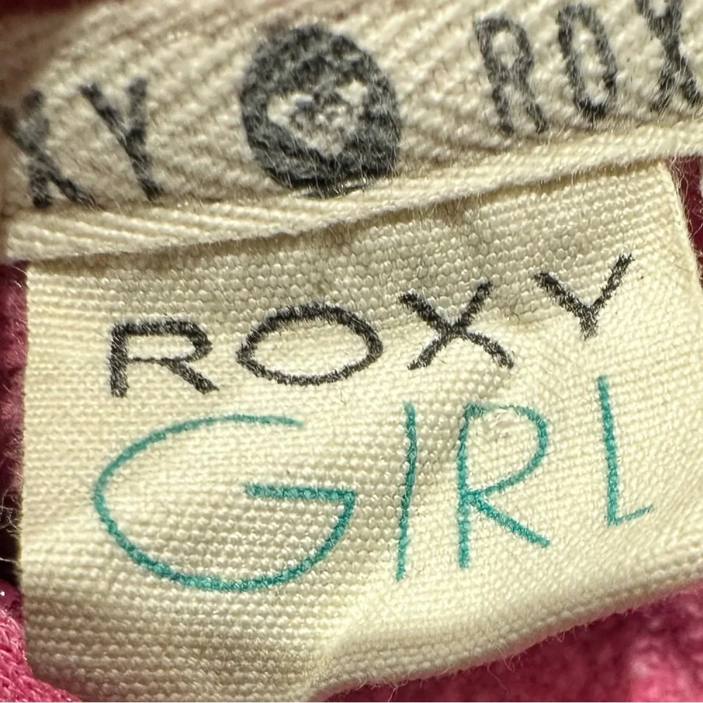 Y2K Roxy Girl 10-12 Youth Zip Hoodie Pink Surf Skate Graphic Boxy Sweatshirt